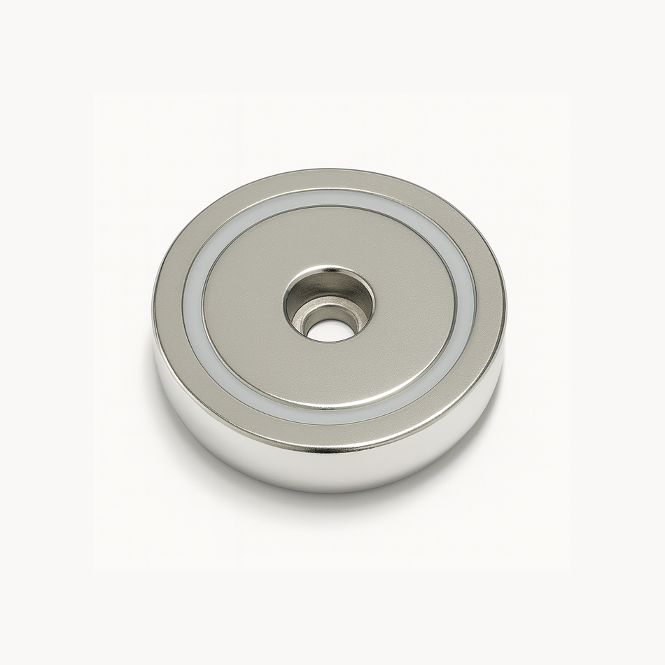 Neodymium Pot Magnet with Round Hole - 36mm x 6.5mm (Slim Profile)