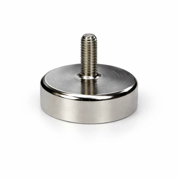 Stainless Steel Neodymium Pot Magnet with M6 Male Thread - D25mm x 17mm | 9mm External Boss