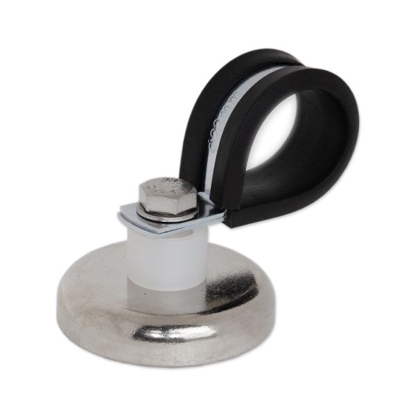 Neodymium D36mm Hose Clamp P-Clip Magnet | Rubber Lined ID22mm dia. | Pull Force 41kg
